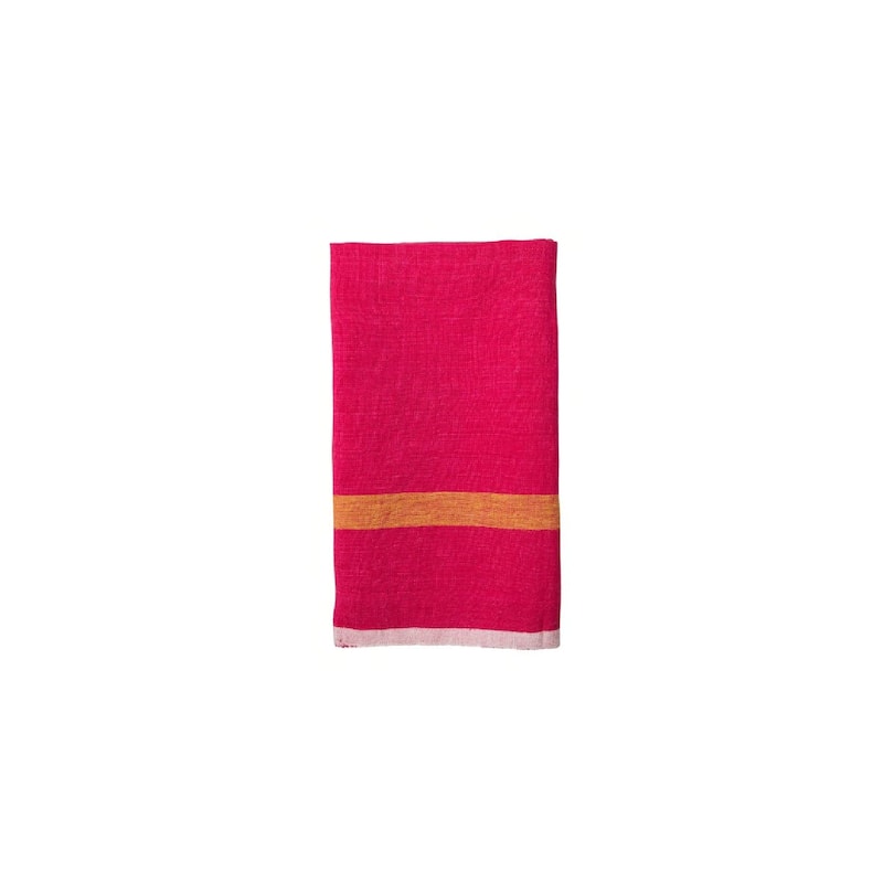 Caravan Laundered Linen Towels - Set of 2 - Pink/Lime - 20" x 30"