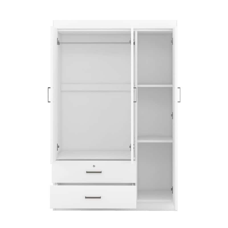 3 Doors Wardrobe Armoire with 2 Drawers, Freestanding Armoire Wardrobe