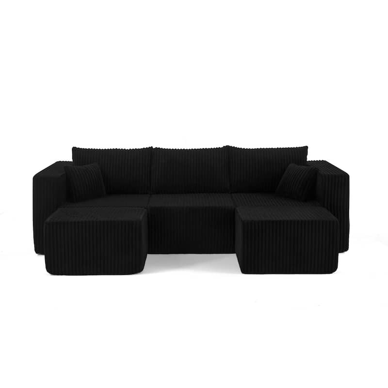 94.1" U-Shaped Sectional Sofa with Two Movable Ottomans