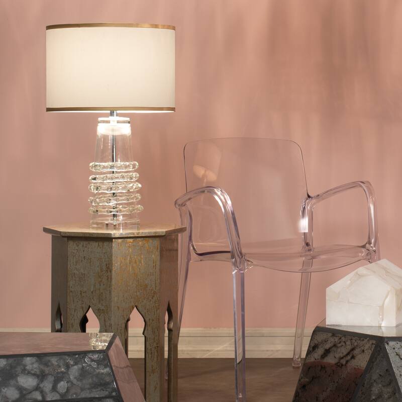 Jamie Young Tall Ribbon Blown-Glass Table Lamp with Linen Shade