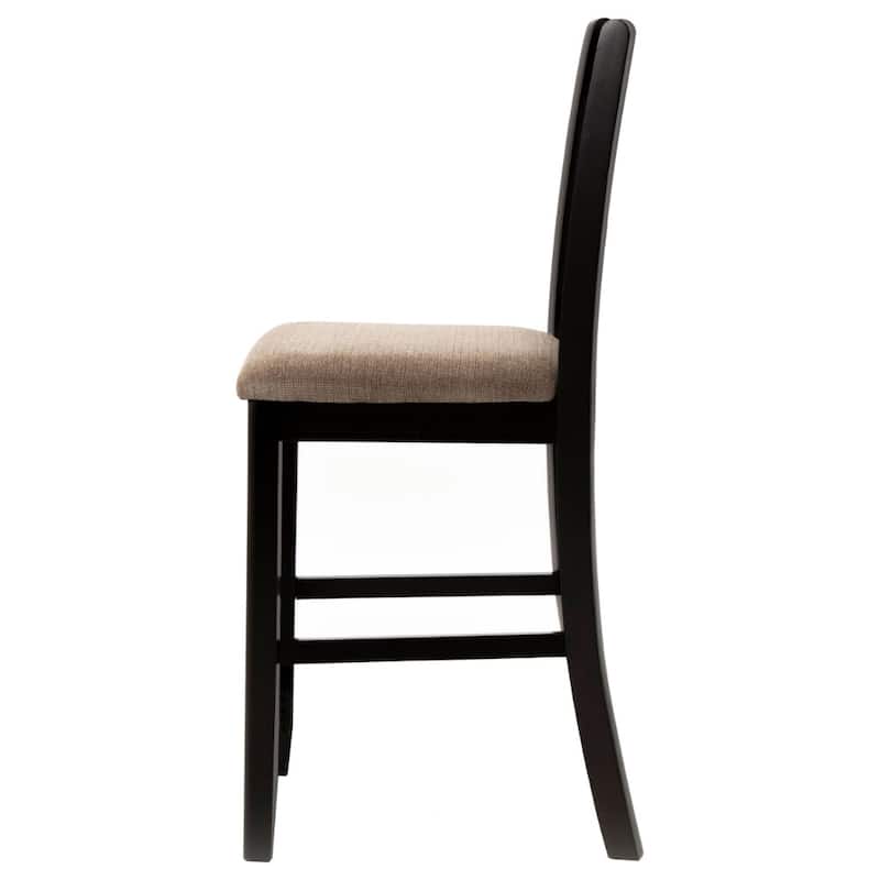 Armless Counter Height Chair, Espresso Brown & Beige - 41 H x 18 W x 20 L Inches