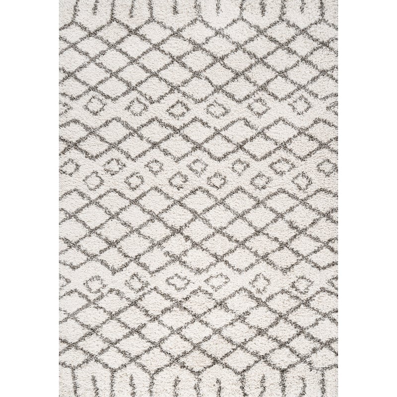 JONATHAN Y Tela Moroccan Diamond Shag Area Rug - 8 X 10 - Beige/Dark Gray
