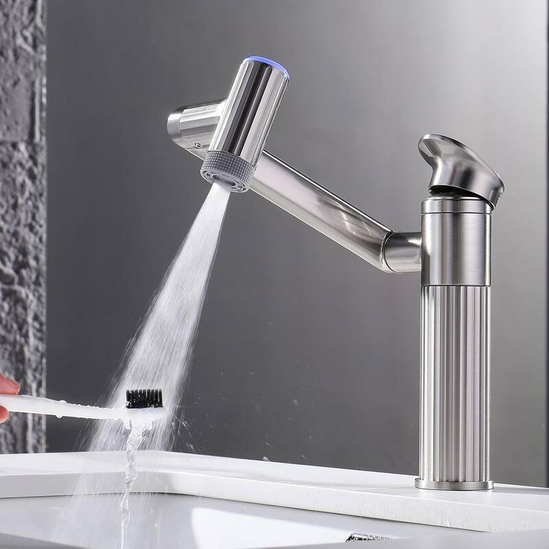Lefton Rotatable Bathroom Faucet with Temperature Display in Fahrenheit with 2 Water Modes, BF2208-PRO