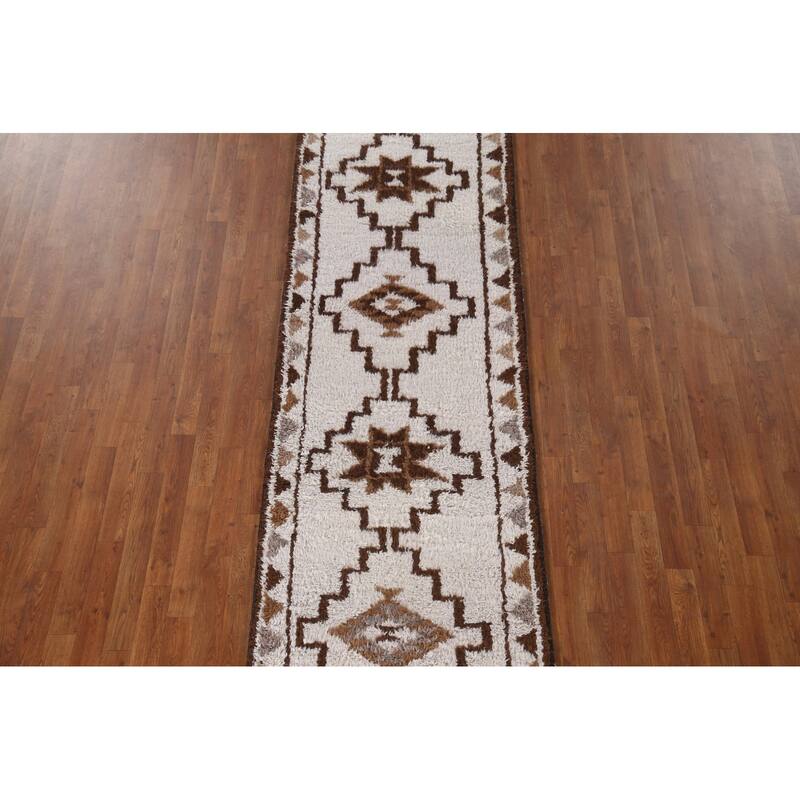 Tribal Anatolian Turkish Runner Rug Hallway Handmade Wool Carpet - 2'11"x 11'3"