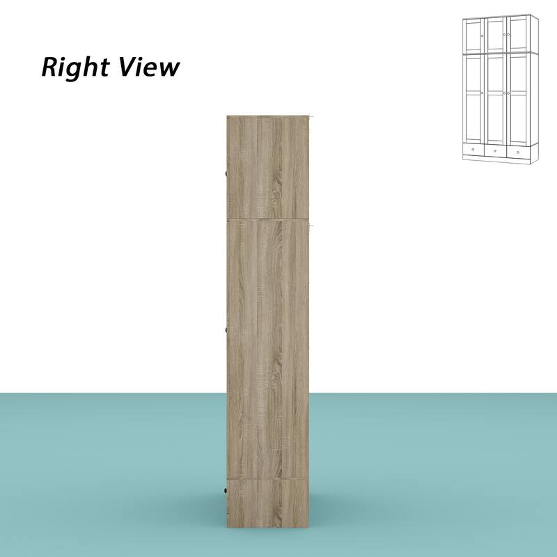 Large Storage Wardrobe Versatile Rattan Door Closet with Deep Drawers