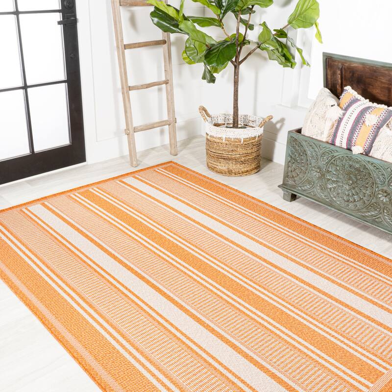JONATHAN Y Negril Modern Double Stripe Indoor/Outdoor Area Rug
