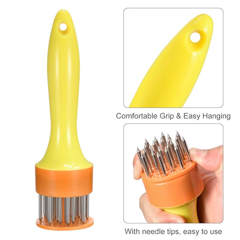 Stainless Steel Meat Tenderizer, Meat Mallet Needle Meat Hammer Nails - Yellow