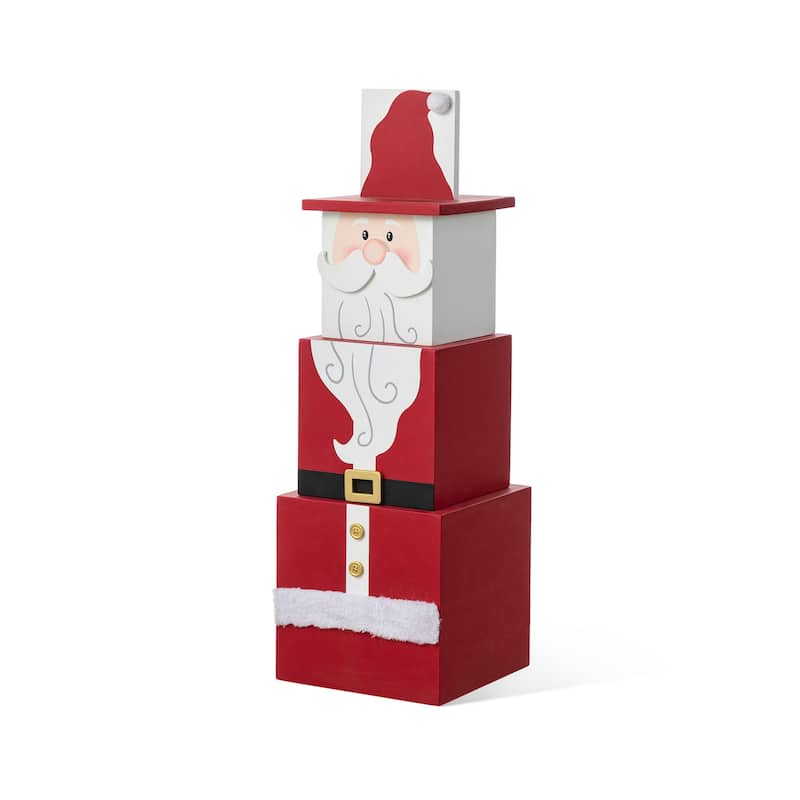 Glitzhhome 24.5"H Santa and Nutcracker Reversible Boxed Porch Decor - Multi