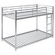 preview thumbnail 7 of 9, Silver Twin over Twin Size Metal Low Bunk Bed with Ladder and Fence for Kids' Bedroom