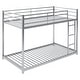 preview thumbnail 9 of 8, Twin over Twin Modern Design Metal Bunk Bed, Low Bunk Bed with Ladder, Easy Assembly, Metal Frame Construction, Silver