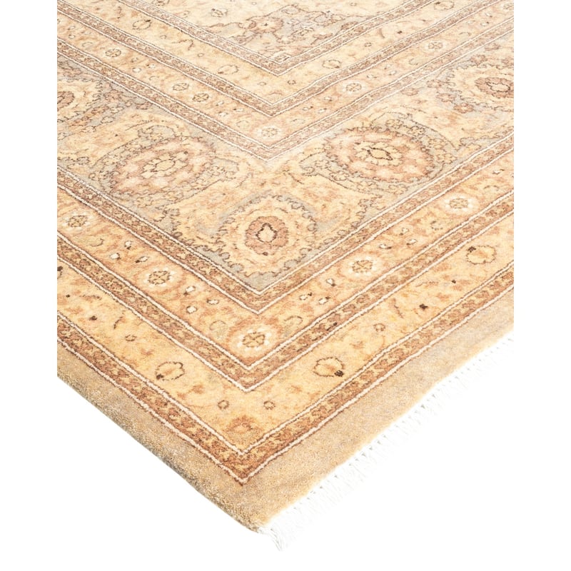 Overton Hand Knotted Wool Vintage Inspired Traditional Mogul Gray Area Rug - 6' 3" x 9' 1"
