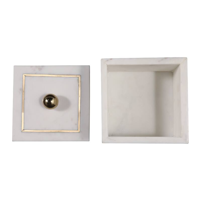 Marble Rectangular Box with Removable Lid - Home Decor