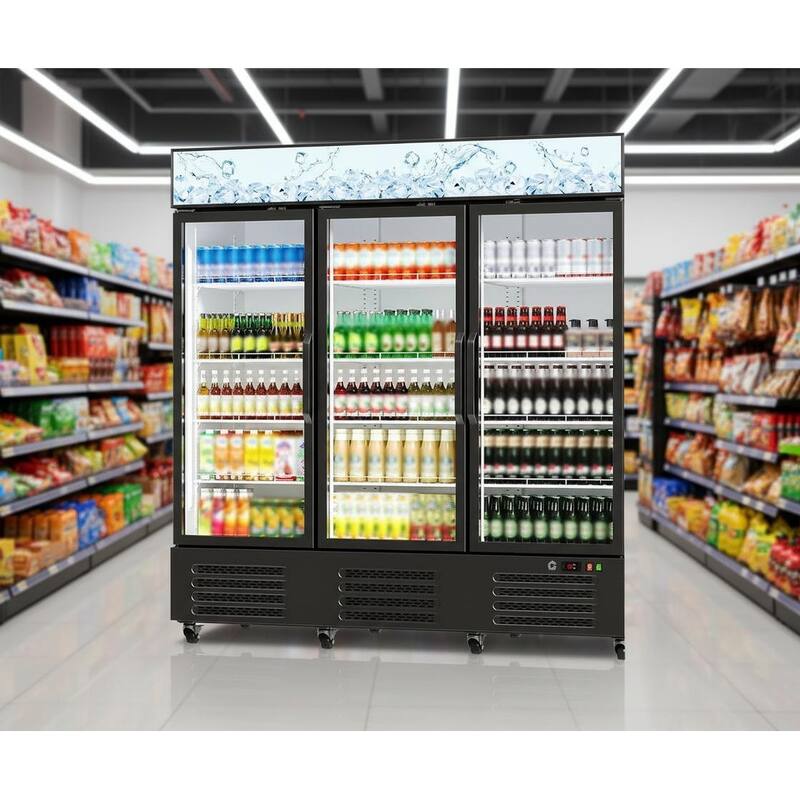 3 Glass Door Display Refrigerator, 54.3 Cu.Ft. - Black