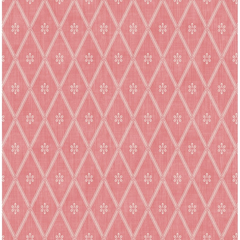 Seabrook Designs Ambram Diamond Lattice Unpasted Wallpaper - 20.5 in. W x 33 ft. L - Rose & Pearl