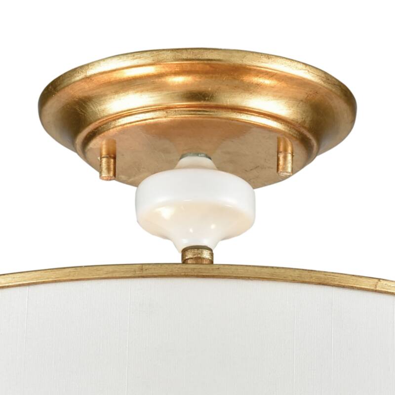 Elk Home Ceramique Antique Gold With White Shade 3 Light Semi Flush