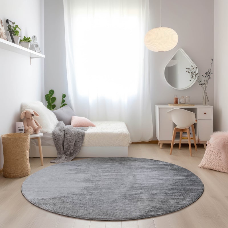 Machine Washable Indoor/ Outdoor Chantille Modern Burst Rug - Gray - 8' x 8'