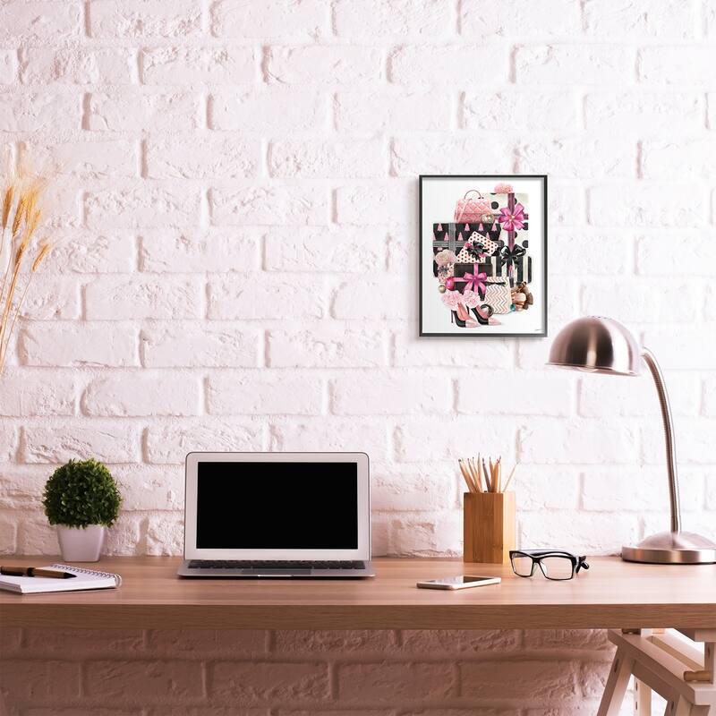 Stupell Fashionista Christmas Gift Stack Glam Style Accessories Framed Wall Art