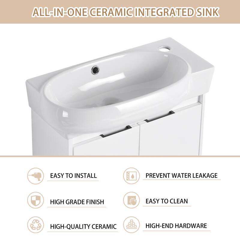 ARTCHIRLY 16/23 Inch Bathroom Vanity with Sink, Floating/Freestanding Bathroom Vanity with Soft Close Door
