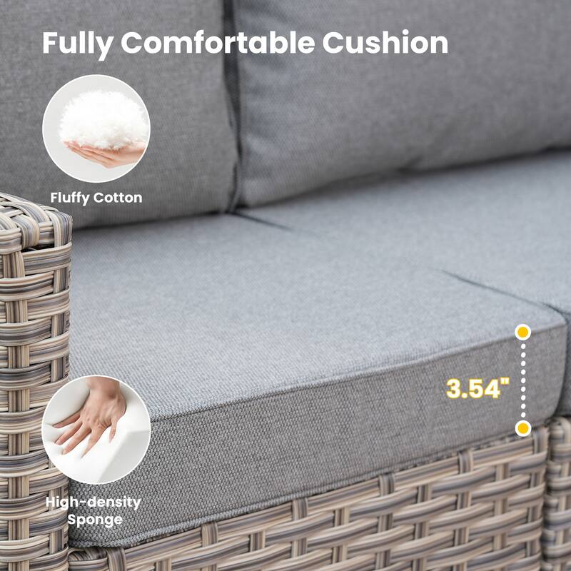 HOOOWOOO 7-piece Rattan Patio Furniture Sectional Set