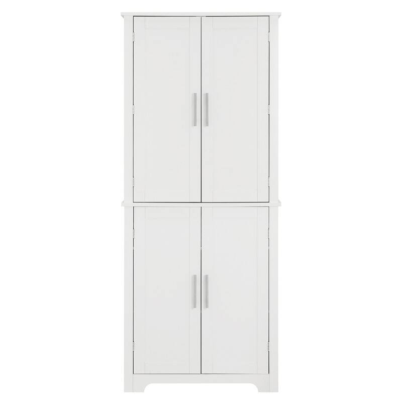 Freestanding White Kitchen Pantry Cabinet - 28.15" W x 15" D x 67.4"H