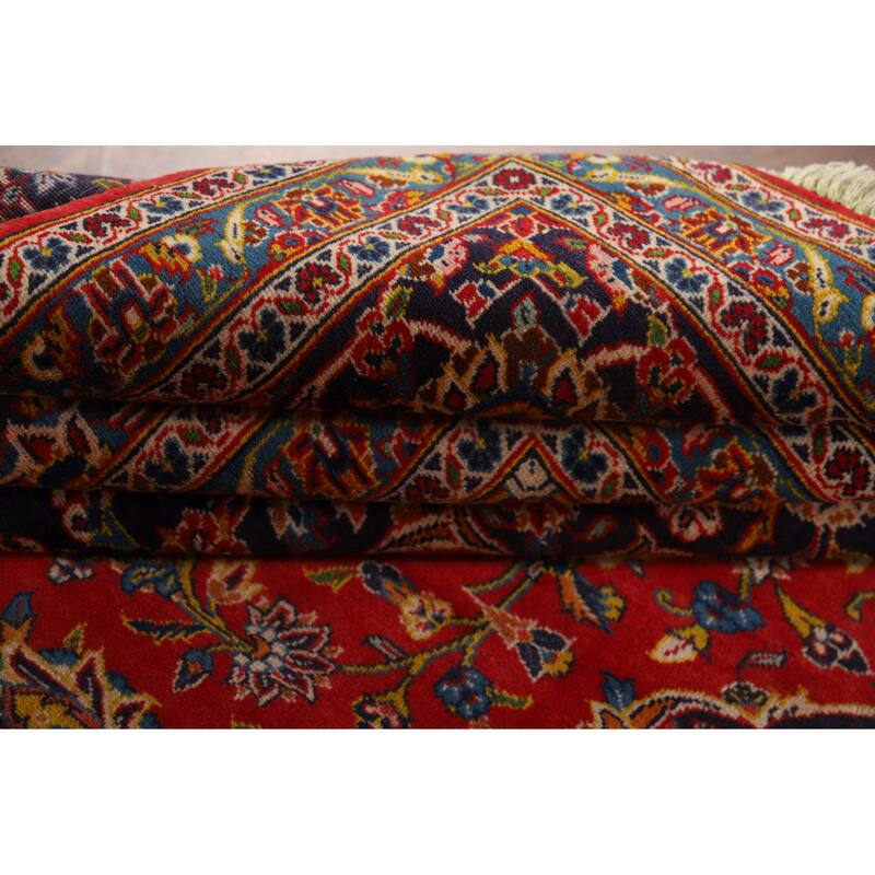 Traditional Kashan Vintage Persian Area Rug Handmade Wool Carpet - 9'8" x 13'2"