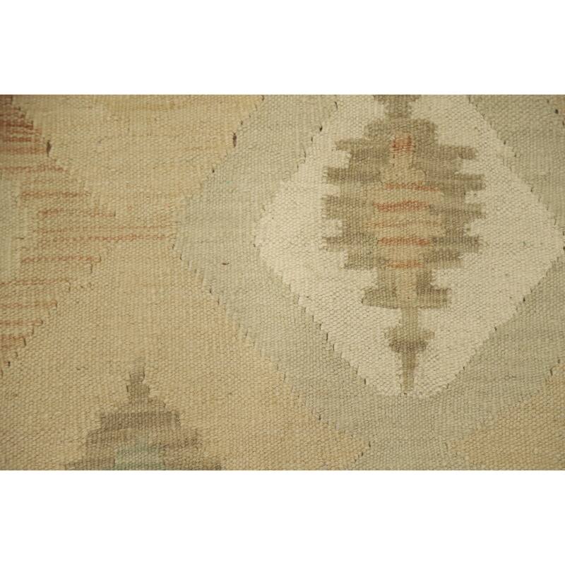Hand Woven Oriental 100% Wool Carpet Southwestern Tribal Beige & Ivories Kilim Area Rug - 4' 10'' X 3' 3''