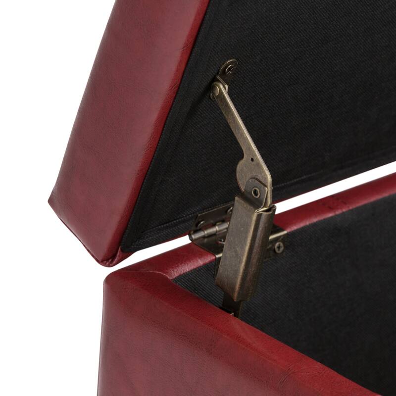 Modern Storage Ottoman Bench - Radicchio Red