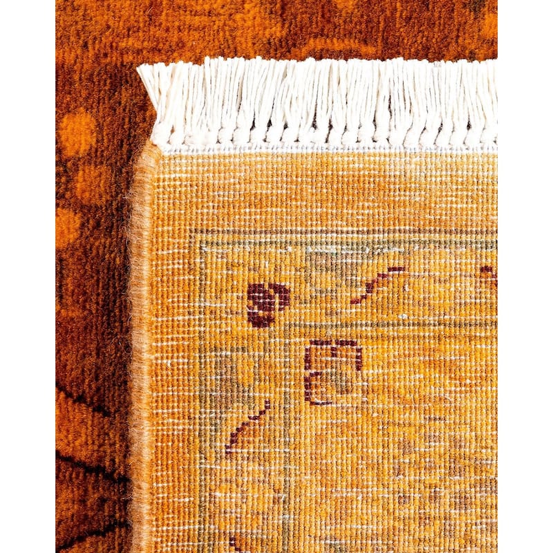 Fine Vibrance, One-of-a-Kind Hand-Knotted Runner Rug - Gold, 2' 6" x 13' 5" - 2' 6" x 13' 5"
