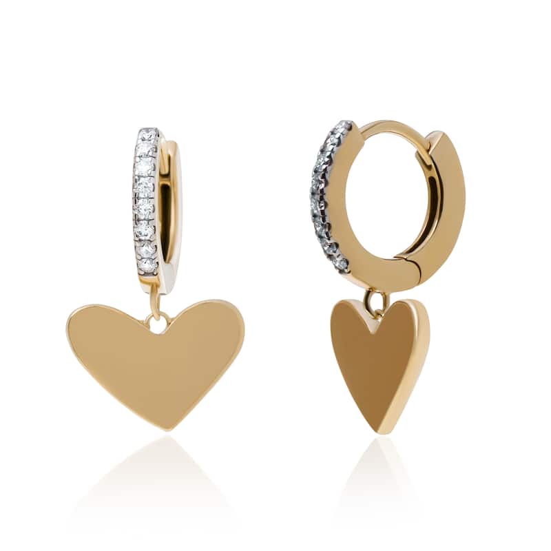 Kendra Scott Ari 14K Yellow Gold White Diamond Huggie Earrings - 0.4" x 0.48"