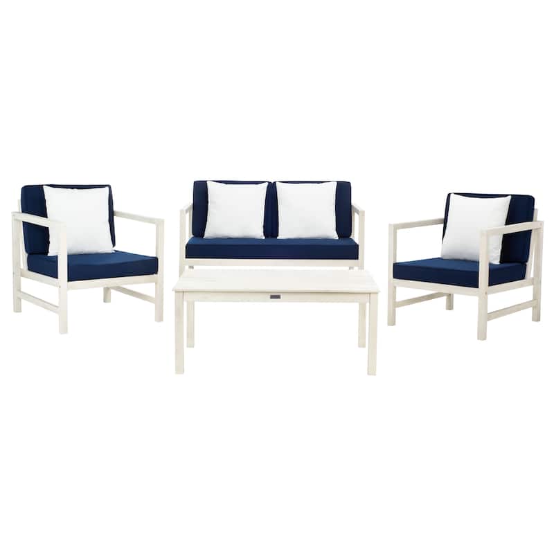 SAFAVIEH Outdoor Citlali 4-Piece Conversation Set with Accent Pillow - 50W x 29D x 29H