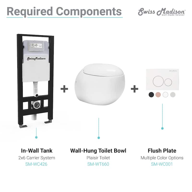 Swiss Madison Plaisir Wall Hung Toilet Bowl, White