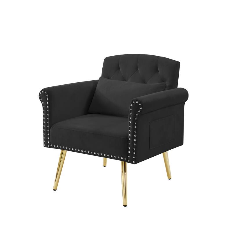 Modern velvet armchair with metal legs for Living Room, Office, Spacious Space