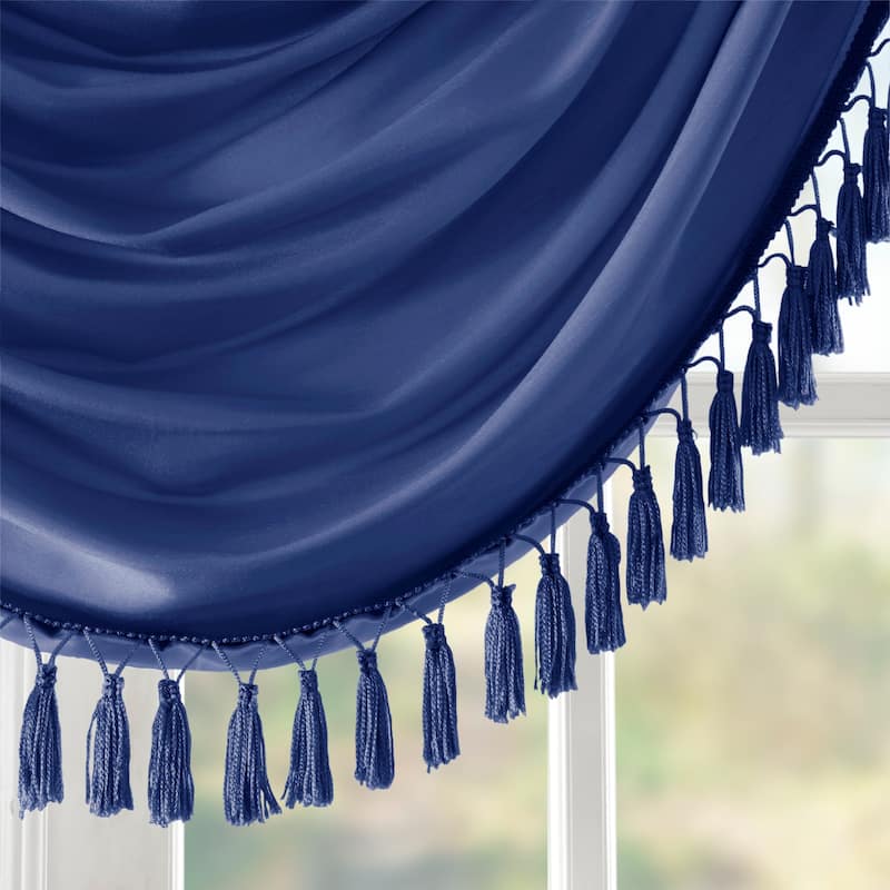 Madison Park Juline Faux Silk Waterfall Embellished Valance - 38 x 46"