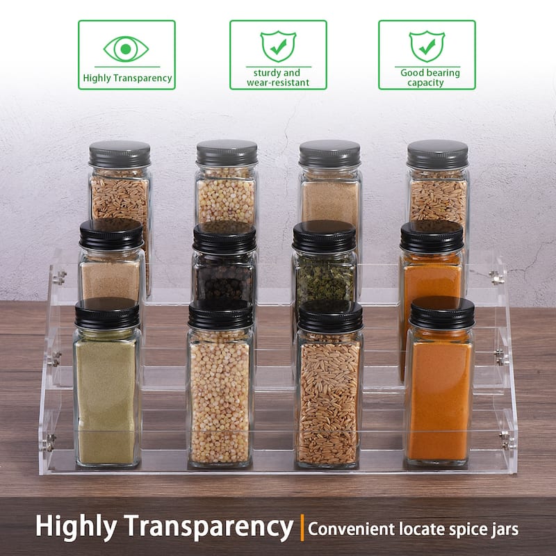 Clear Acrylic Spice Rack Kitchen Seasoning Jars Rack For Cabinet