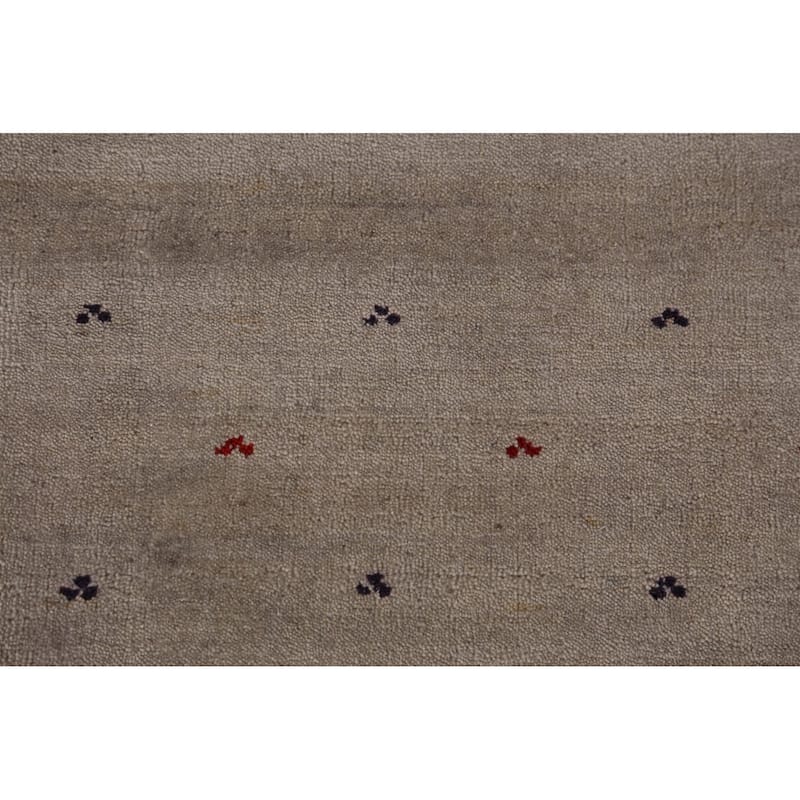 Tribal Gabbeh Area Rug Hand-Knotted Beige Wool Carpet - 5'8" x 7'9"