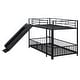 preview thumbnail 12 of 10, Twin over Twin Size Metal Bunk Bed with Slide and Guardrails, Black