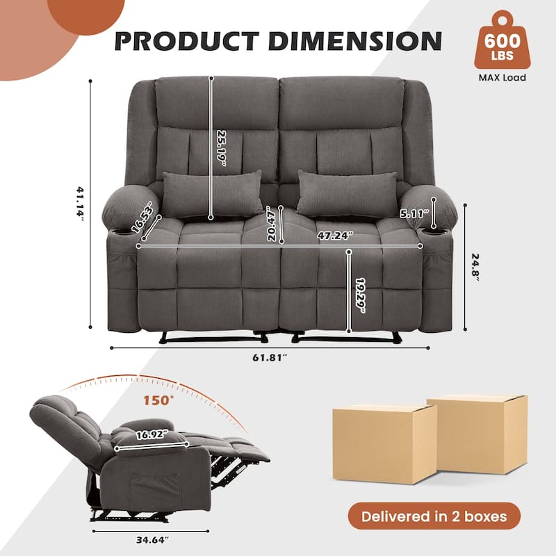 Recliner Loveseat with Cup Holders for Living Room Love Seat