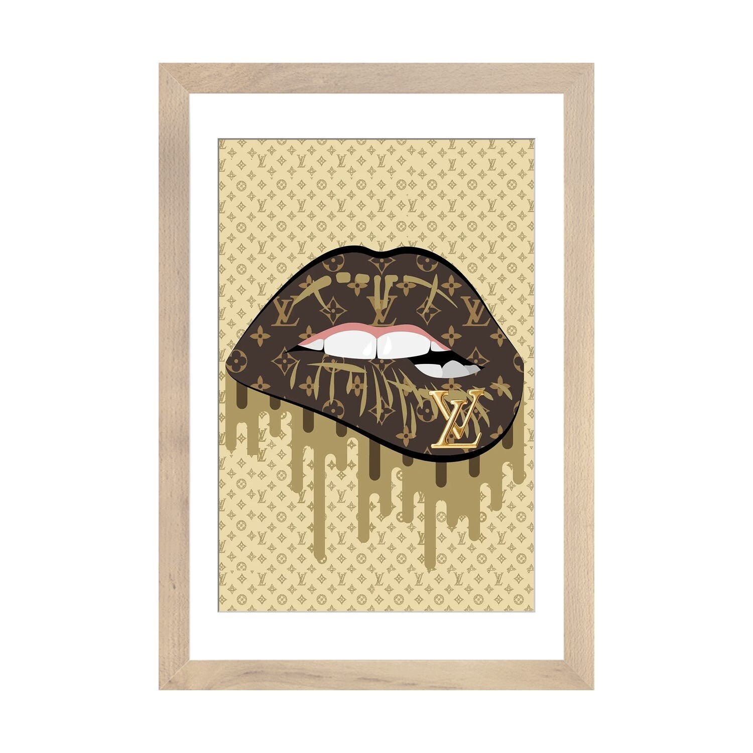 Louis Vuitton Gold Lips by Julie Schreiber Fine Art Paper Poster ( Fashion > Fashion Brands > Louis Vuitton art) - 24x16x.25