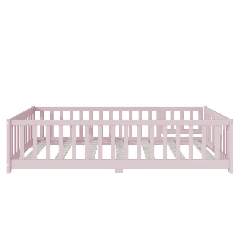 Floor Bed with Fence and Door,Perfect for Kids' Play,and Independence Promotion