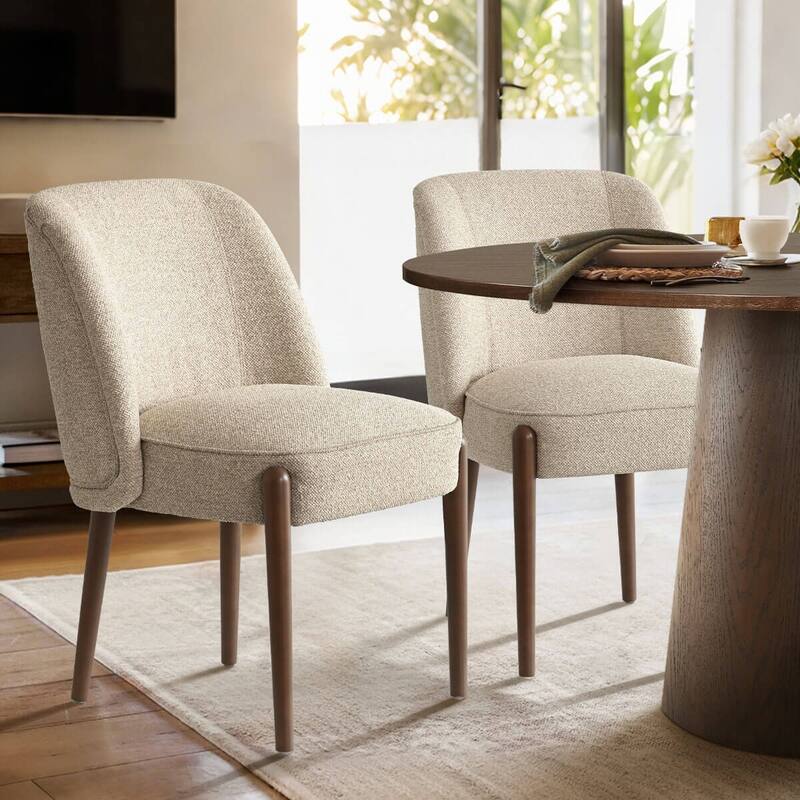 19.5" Seat Height Upholstered Solid Wood Full Back Dining Side Chair