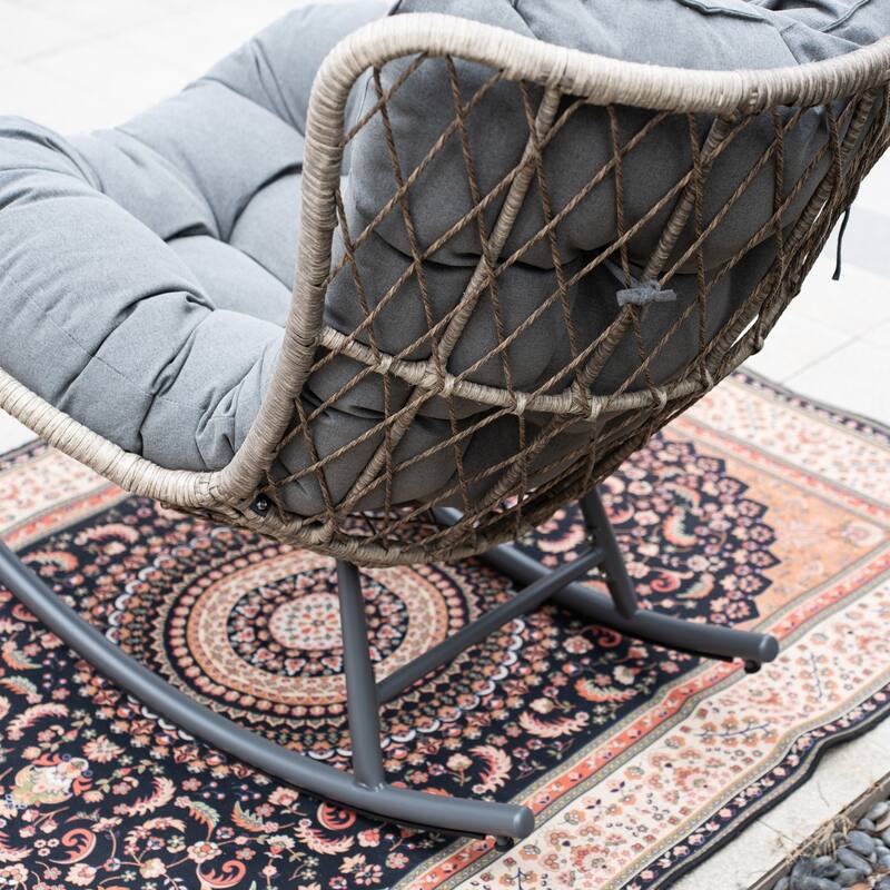 35.83" Outdoor Rocking Chair with Padded Cushion