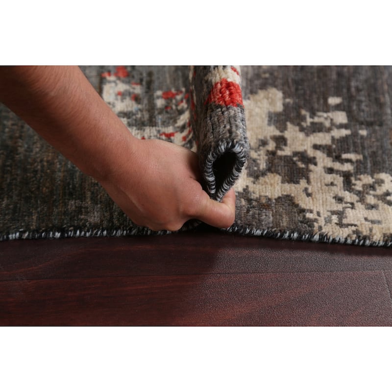 Vegetable Dye Wool/ Silk Modern Abstract Area Rug Hand-knotted Carpet - 6'6" x 9'8"