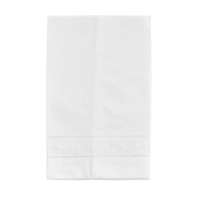 Classic Swiss Dot Hemstitched Linen Blend Guest Towel - Set of 12 pcs - 14"x22"