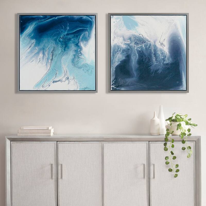Abstract 2-piece Framed Canvas Wall Art Set - Blue