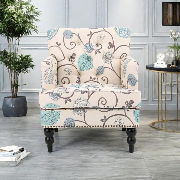Floral Tufted Living Room Chairs Floral Pattern Tufted Armless