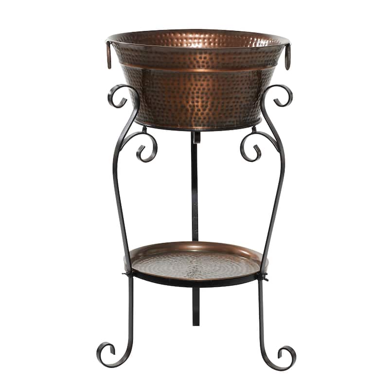 Metal Scroll Ice Bucket - Copper - Roche River Decor - 20"W x 20"L x 35"H