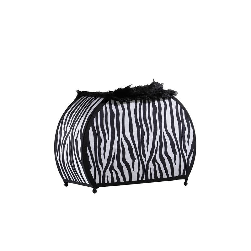 12" Zebra Print Handbag Table Lamp – Novelty Purse-Shaped Light with Faux Fur Trim - 5" x 12" x 11.75"
