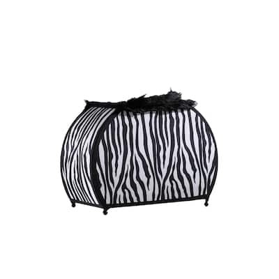 12" Zebra Print Handbag Table Lamp – Novelty Purse-Shaped Light with Faux Fur Trim - 5" x 12" x 11.75"