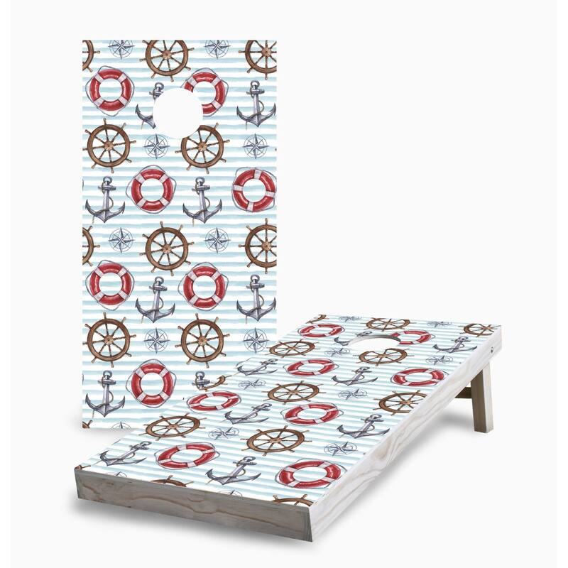 Nautical Stripe Pattern Cornhole Boards