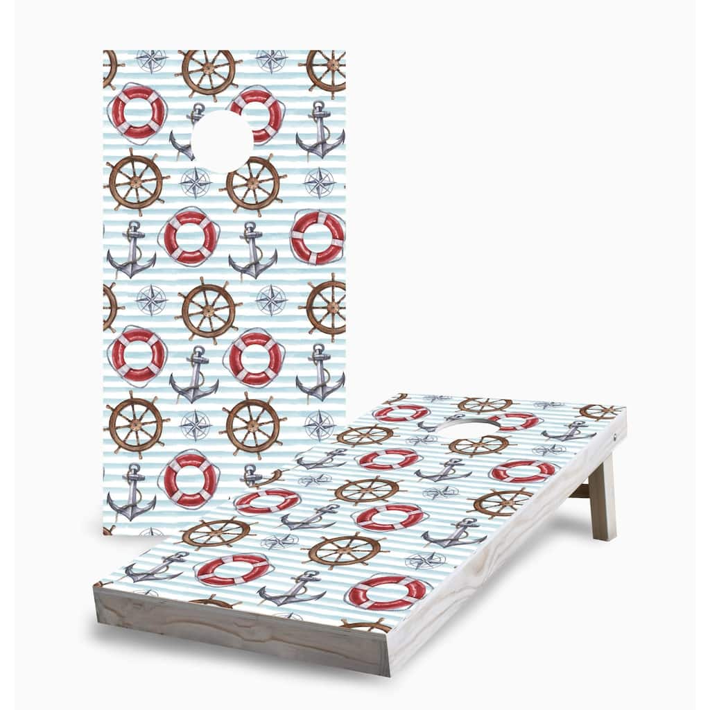 Nautical Stripe Pattern Cornhole Boards